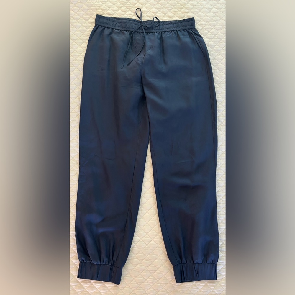 Beautiful People Navy 100% Silk Jogger Pull On Pants Women's Size‎ Small